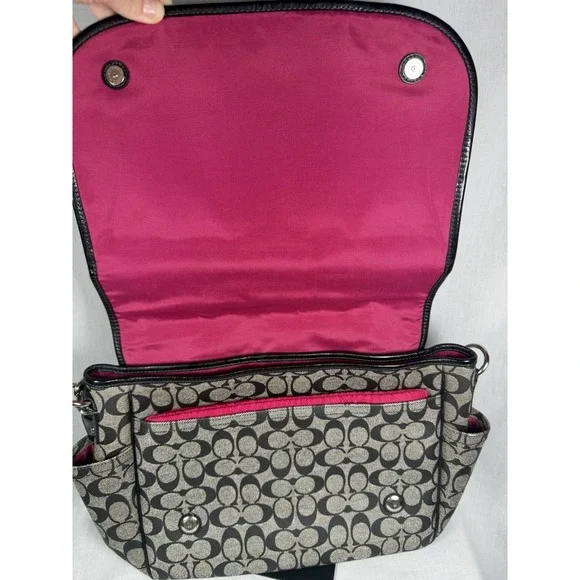 Coach‎ Ashley Signature Coated Canvas Flap Closure Messenger Diaper Shoulder Bag - Picture 11 of 16